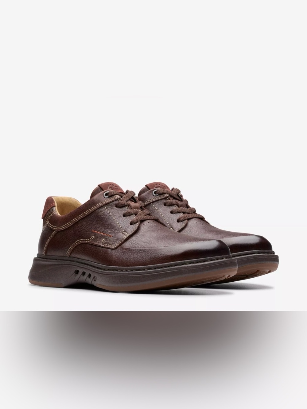 Clarks Men's Dark Brown Leather Lace-Up Oxfords Size 10.5 Wide